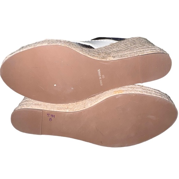 Jack Rogers Whipstitch Espadrille Wedge Sandals White Leather Thong Size 9 - Picture 8 of 9